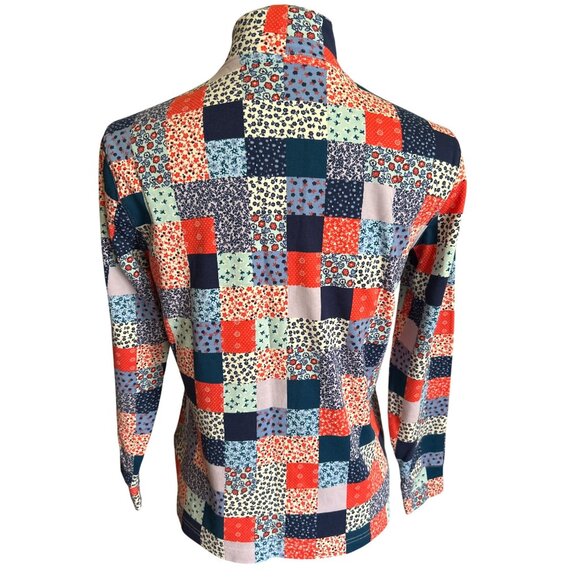 Lands End Womens Patchwork Print Mock Neck 100% Cotton Top Size Small - Picture 2 of 6